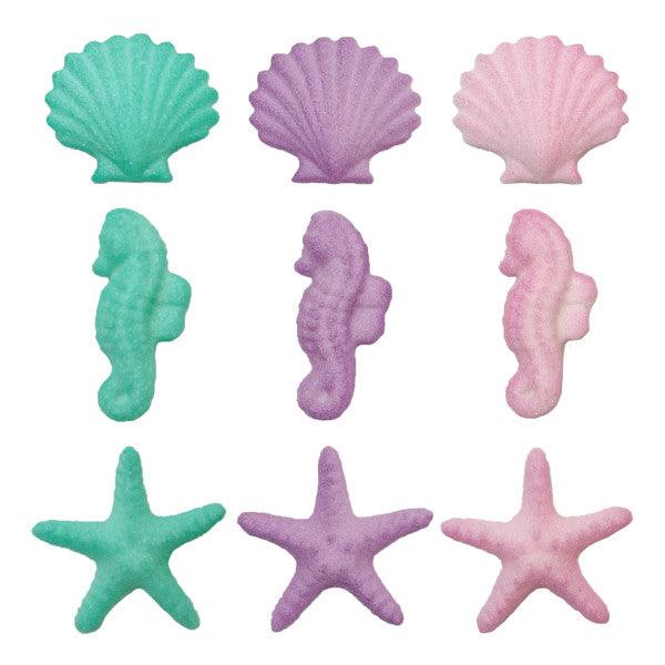 Dec On Shimmer Sea Assortment Seahorse , Starfish and Shells 3pk - Sweet Life Cake Supply