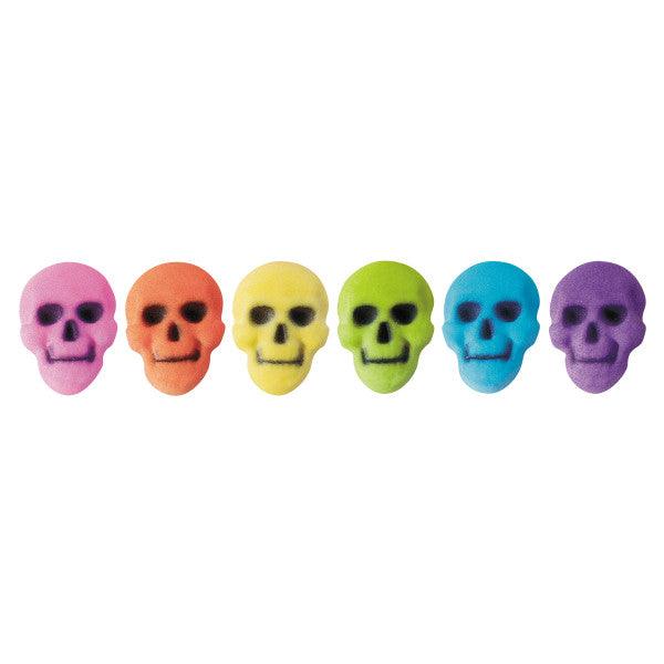 Dec On Neon Rainbow Skull 6pcs - Sweet Life Cake Supply