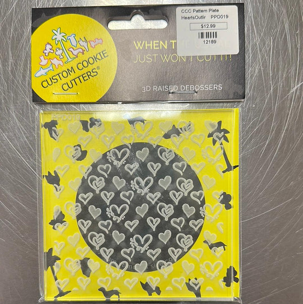 CCC Pattern Plate Hearts Outline Pattern Plate - Sweet Life Cake Supply
