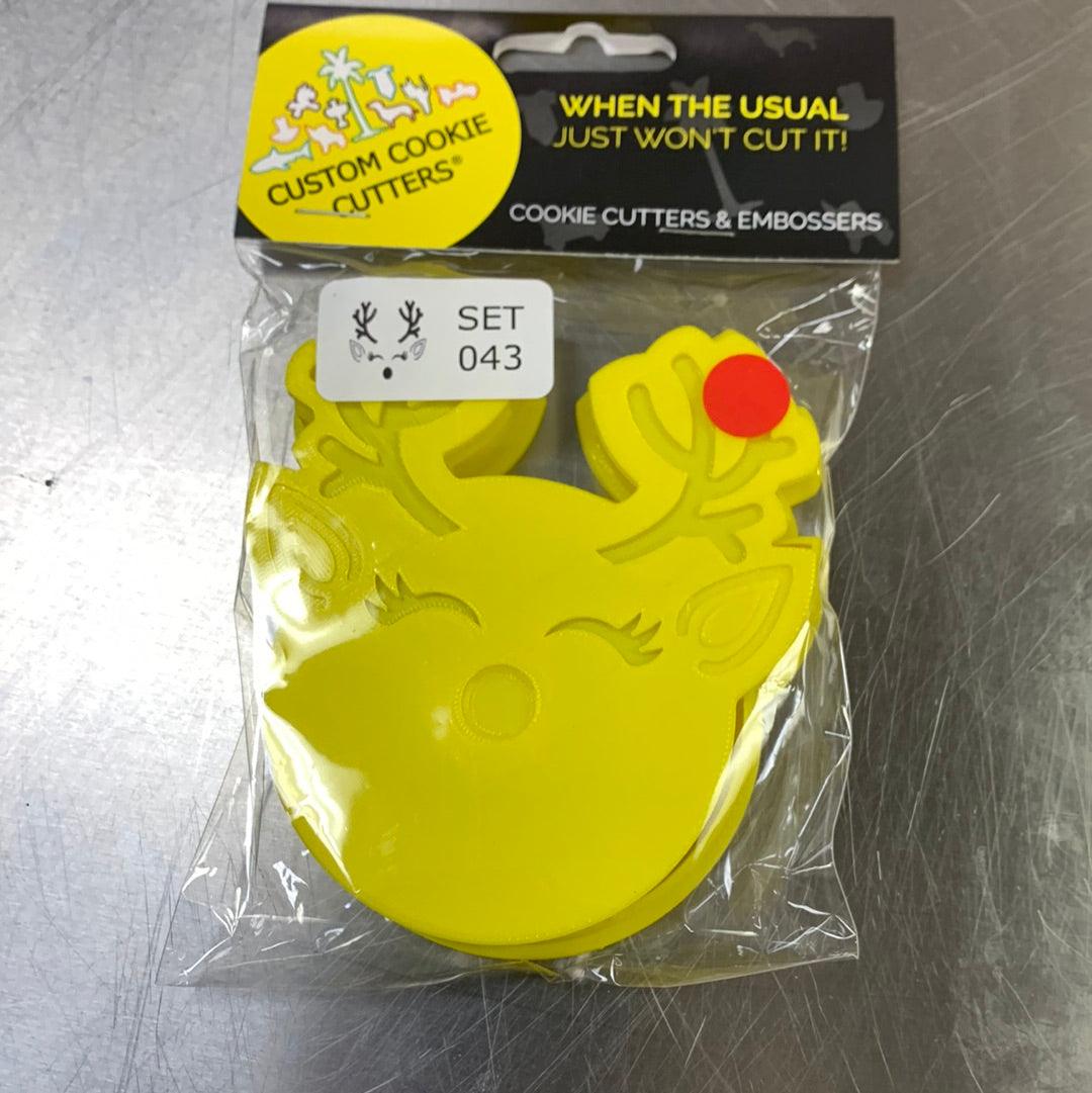 CCC Cutter & Embosser Set Rudolph Reindeer 3D - Sweet Life Cake Supply