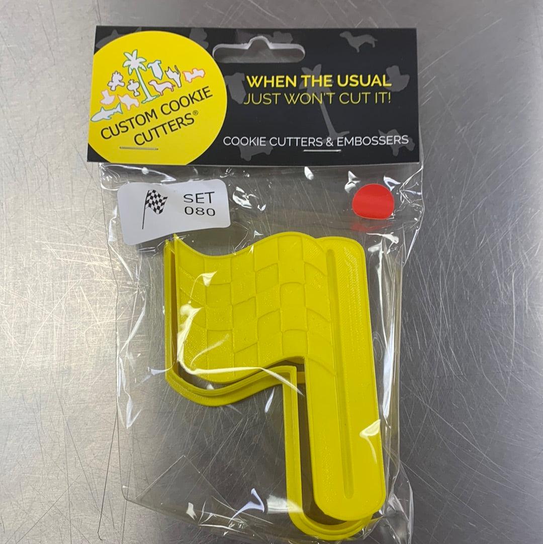 CCC Cutter & Embosser Set Race Flag 3D - Sweet Life Cake Supply