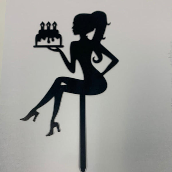 Acrylic Girl w/ Cake Topper Black - Sweet Life Cake Supply