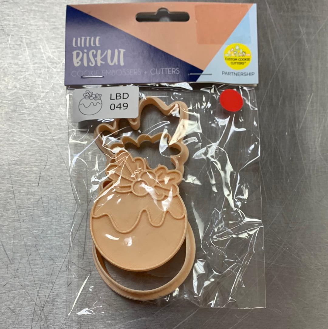 Little Biskut Cutter Set Mini Christmas Pudding Cutter & Embosser - Sweet Life Cake Supply
