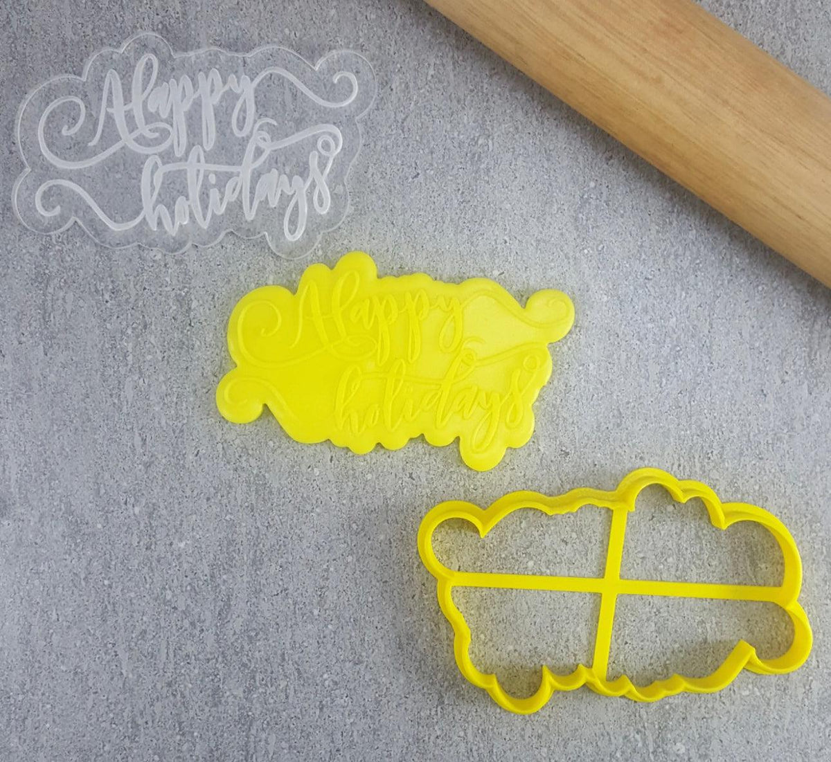 CCC Cutter & Debosser Set Happy Holidays - Sweet Life Cake Supply