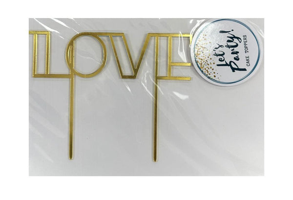 Acrylic LOVE Cake Topper Gold - Sweet Life Cake Supply