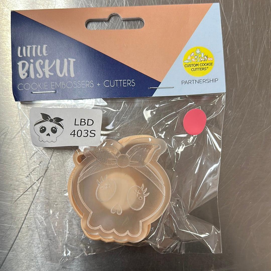 Little Biskut Mini Skull with Bow Cutter & Debosser - Sweet Life Cake Supply