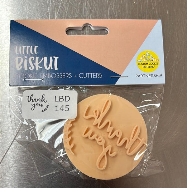 Little Biskut Embosser Thank You Embosser 60mm - Sweet Life Cake Supply