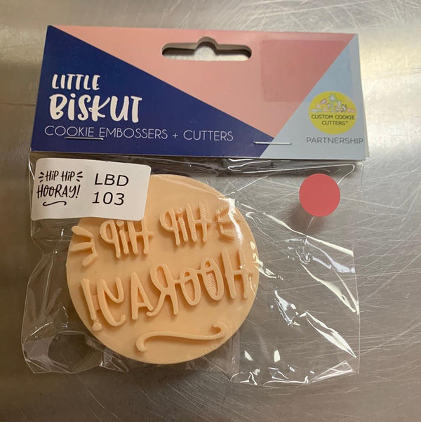 Little Biskut Cutter Hip Hip Hooray! Embosser - Sweet Life Cake Supply