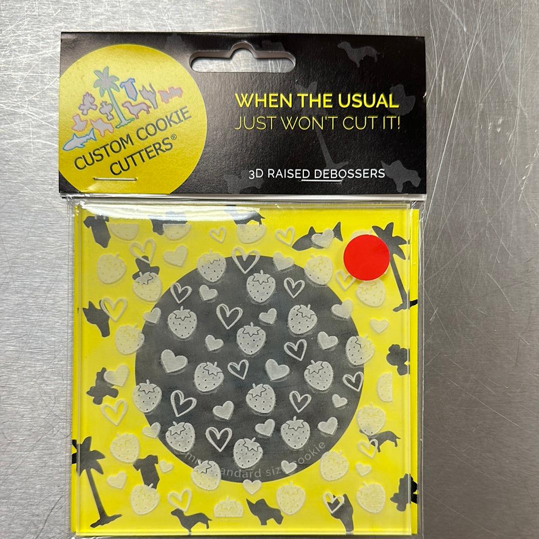 CCC Pattern Plate Strawberry Hearts - Sweet Life Cake Supply