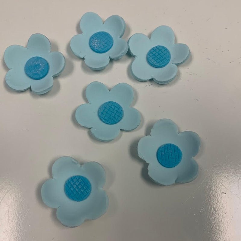 Fondant Topper Blue Med Blossom 6pcs