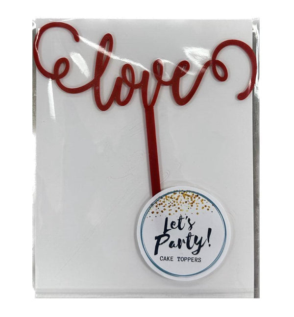Acrylic Love Cake Topper Red - Sweet Life Cake Supply