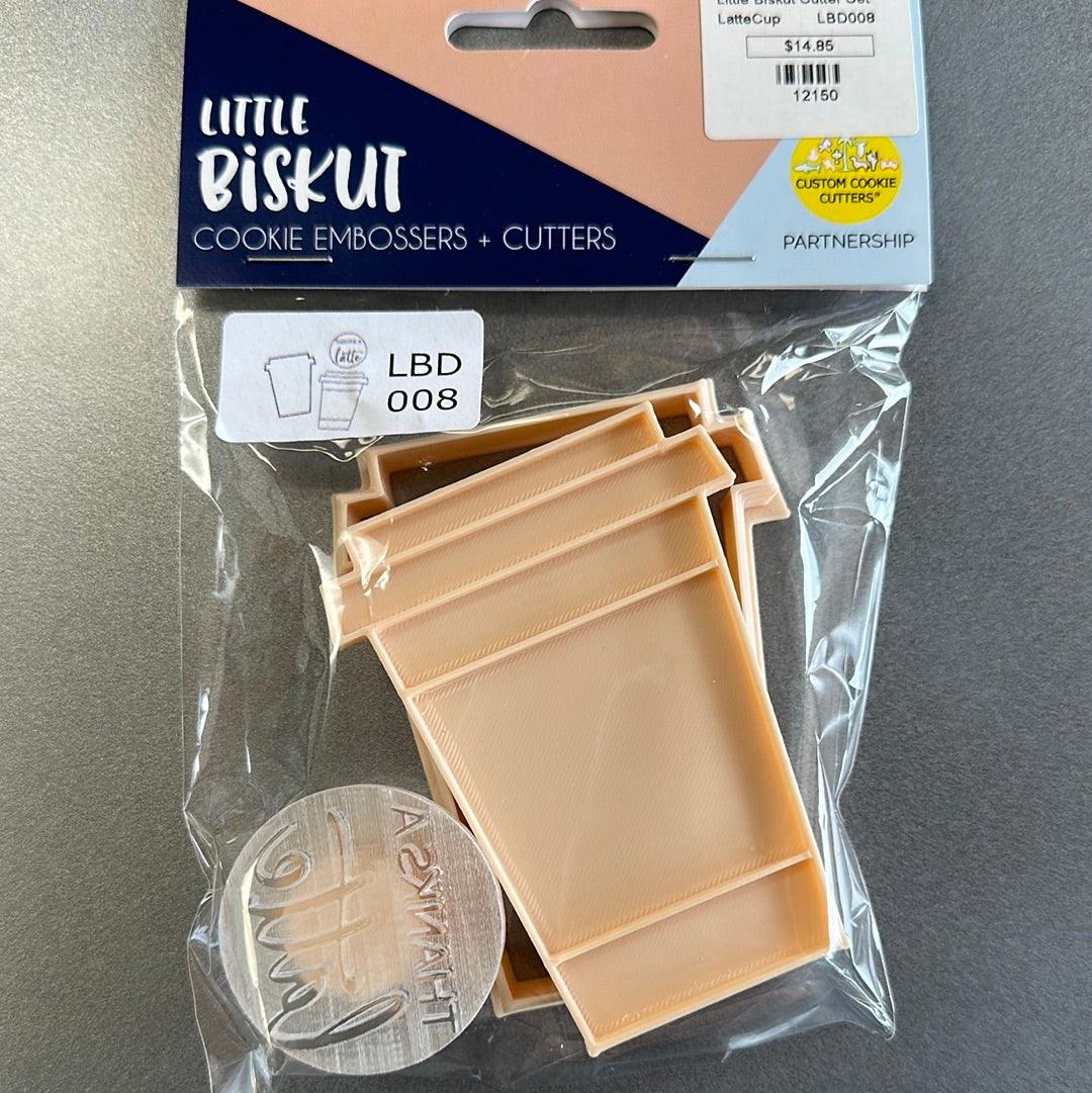 Little Biskut Cutter Set Thanks a Latte Cup Stamp & Cutter - Sweet Life Cake Supply