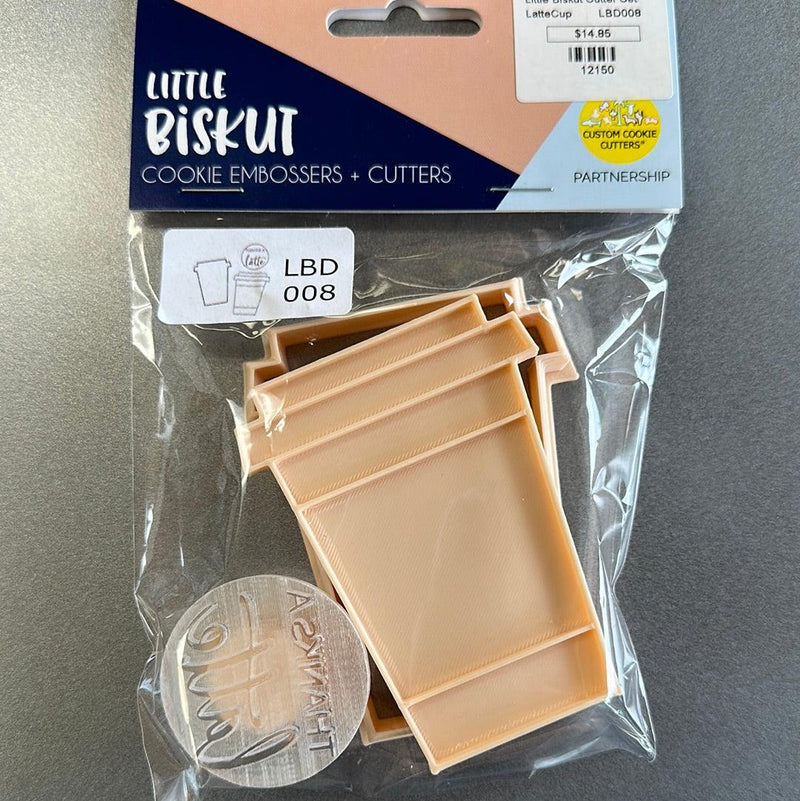 Little Biskut Cutter Set Thanks a Latte Cup Stamp & Cutter