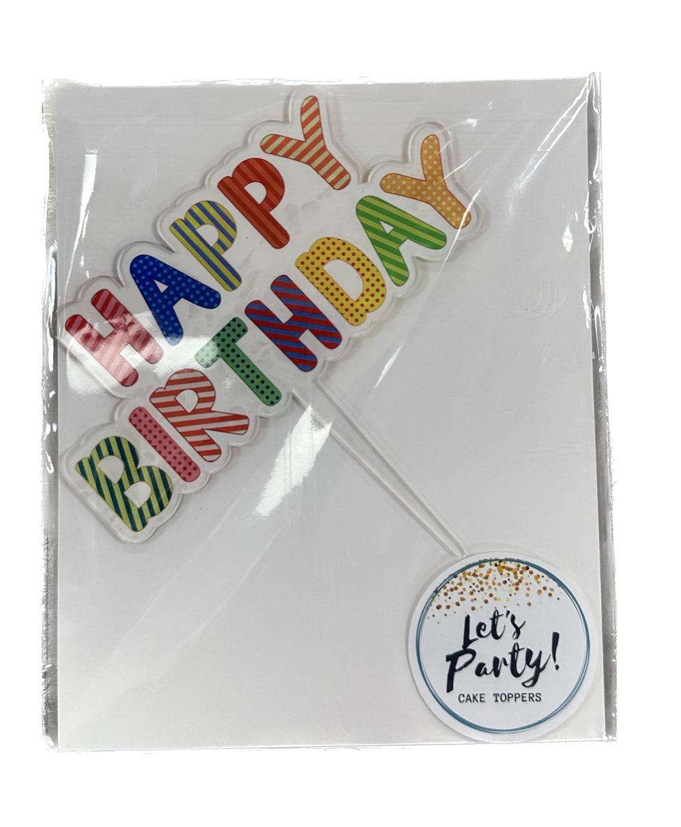 Acrylic Happy Birthday Cake Topper Colorful - Sweet Life Cake Supply