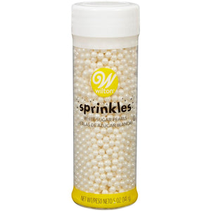 Wilton White Sugar Pearl Sprinkles, 5 oz.* - Sweet Life Cake Supply