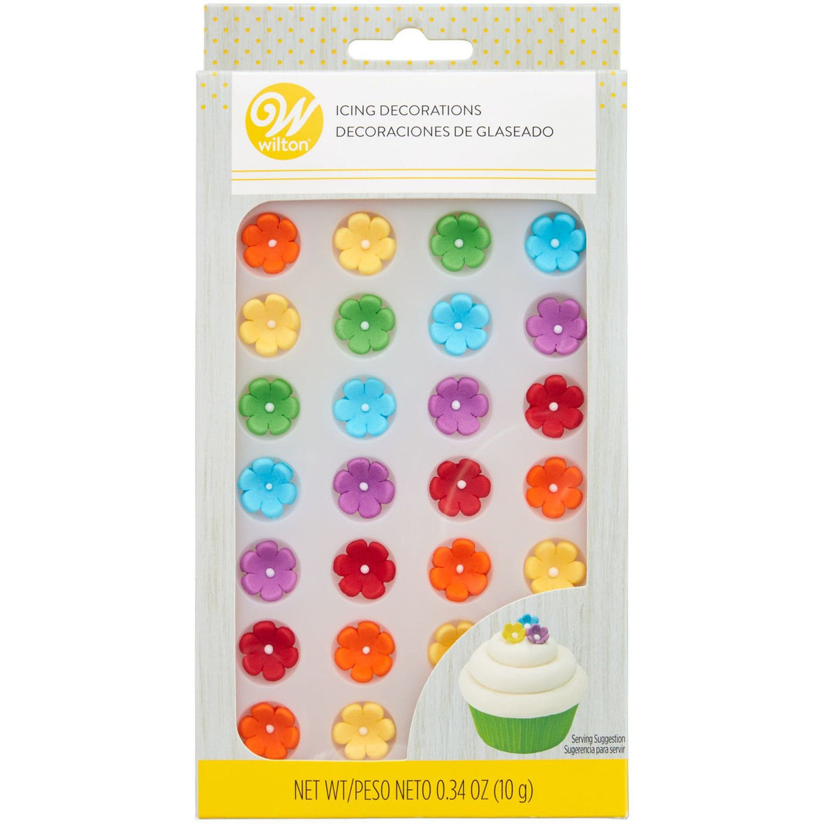 Wilton Mini Daisy Royal Icing Decorations, Rainbow