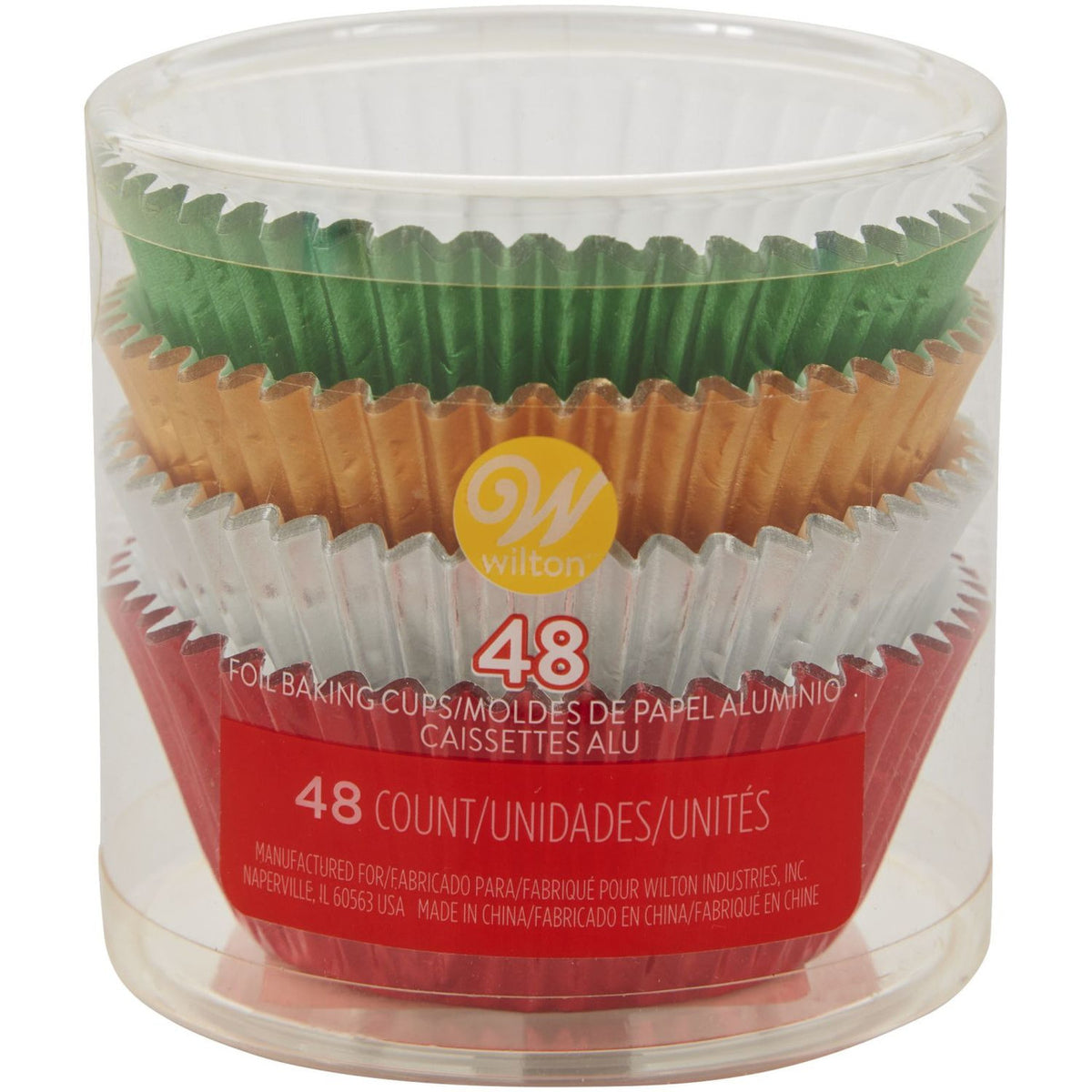Green, Gold, Silver and Red Foil Christmas Cupcake Liners, 48-Count - Sweet Life Cake Supply