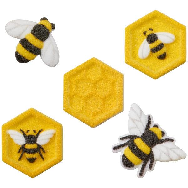 Dec On Bumble Bees with Honey Comb 5 PCS - Sweet Life Cake Supply