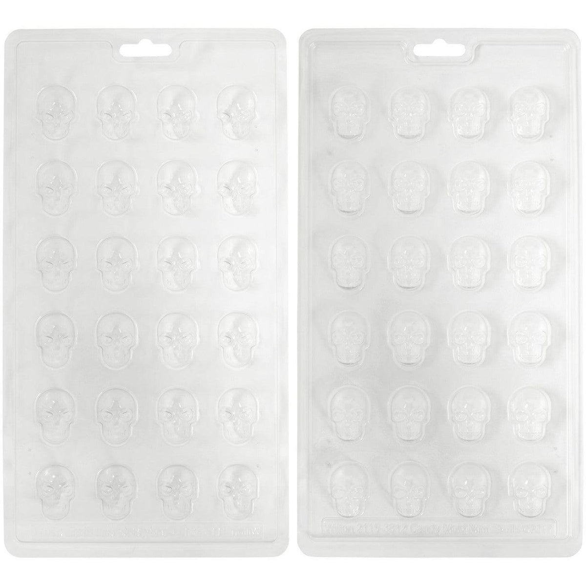 Wilton Halloween Mini Skull-Shaped Plastic Candy Mold, 24-Cavity - Sweet Life Cake Supply