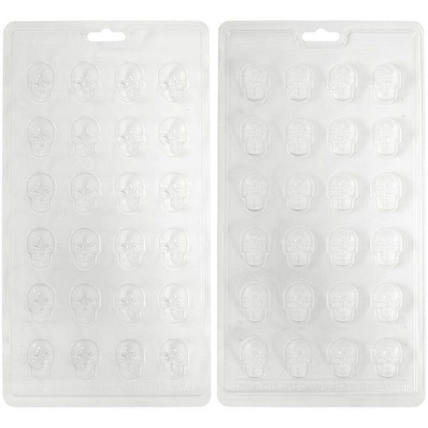 Wilton Halloween Mini Skull-Shaped Plastic Candy Mold, 24-Cavity - Sweet Life Cake Supply