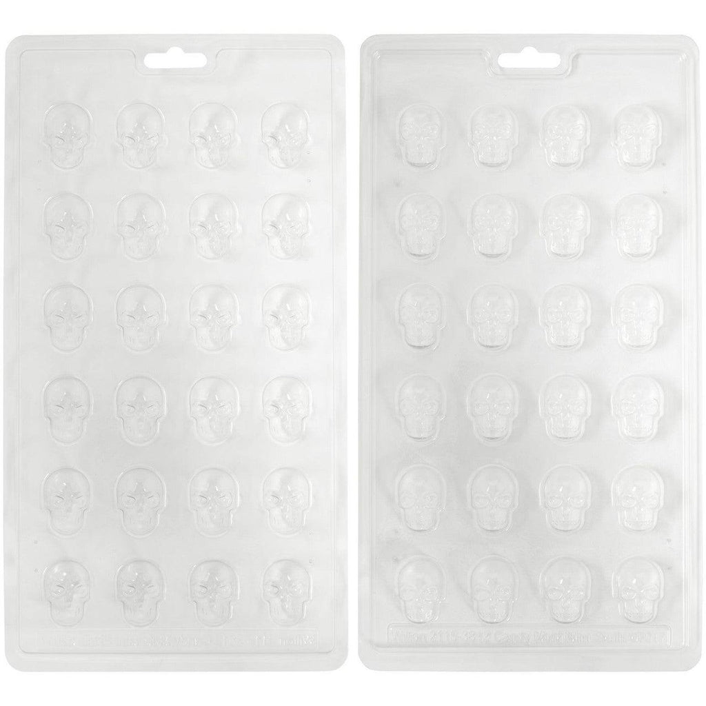 Wilton Halloween Mini Skull-Shaped Plastic Candy Mold, 24-Cavity - Sweet Life Cake Supply