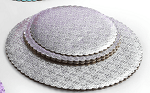 WEB Round Silver Scalloped Plate 8" - Sweet Life Cake Supply