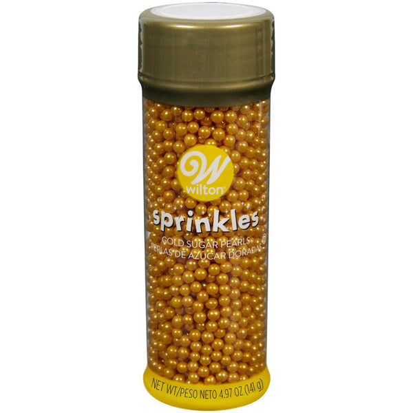 Wilton Metallic Gold Sugar Pearl Sprinkles, 4.97 oz.* - Sweet Life Cake Supply