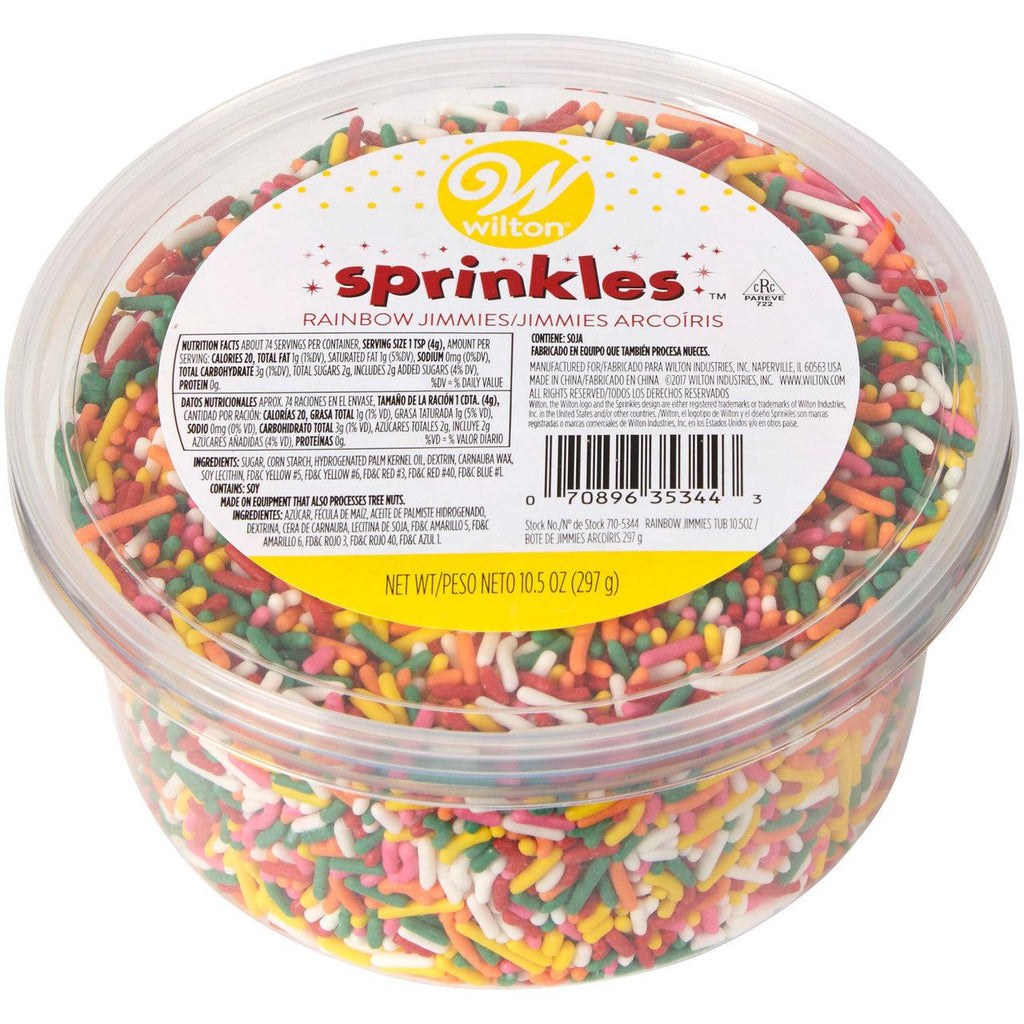 Wilton Rainbow Jimmies Tub, 10.5 oz.* - Sweet Life Cake Supply