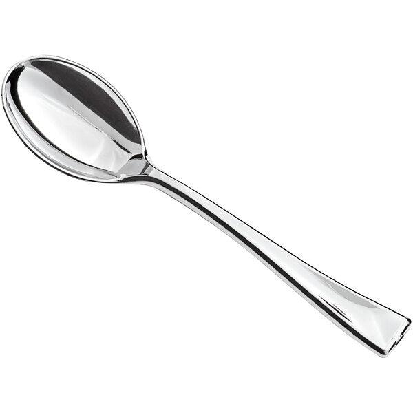 Visions 4" Silver Plastic Tasting Spoon 12pcs - Sweet Life Cake Supply