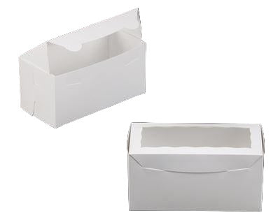 8" x 4" x 4" White/White Lock & Tab Box with Window - Sweet Life Cake Supply