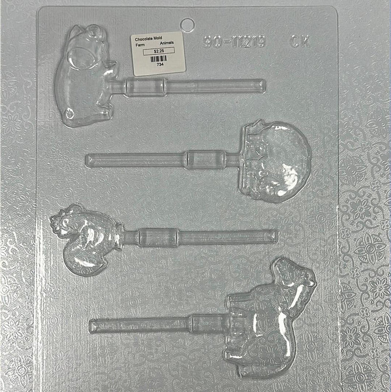 Chocolate Lollipop Mold Farm Animals