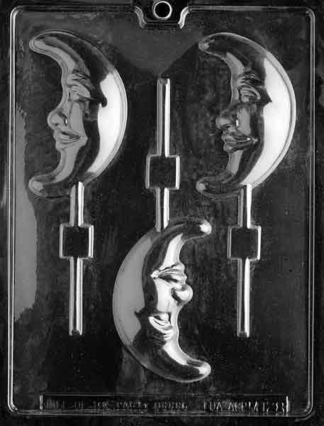 Chocolate Lollipop Mold Moon w/ Face