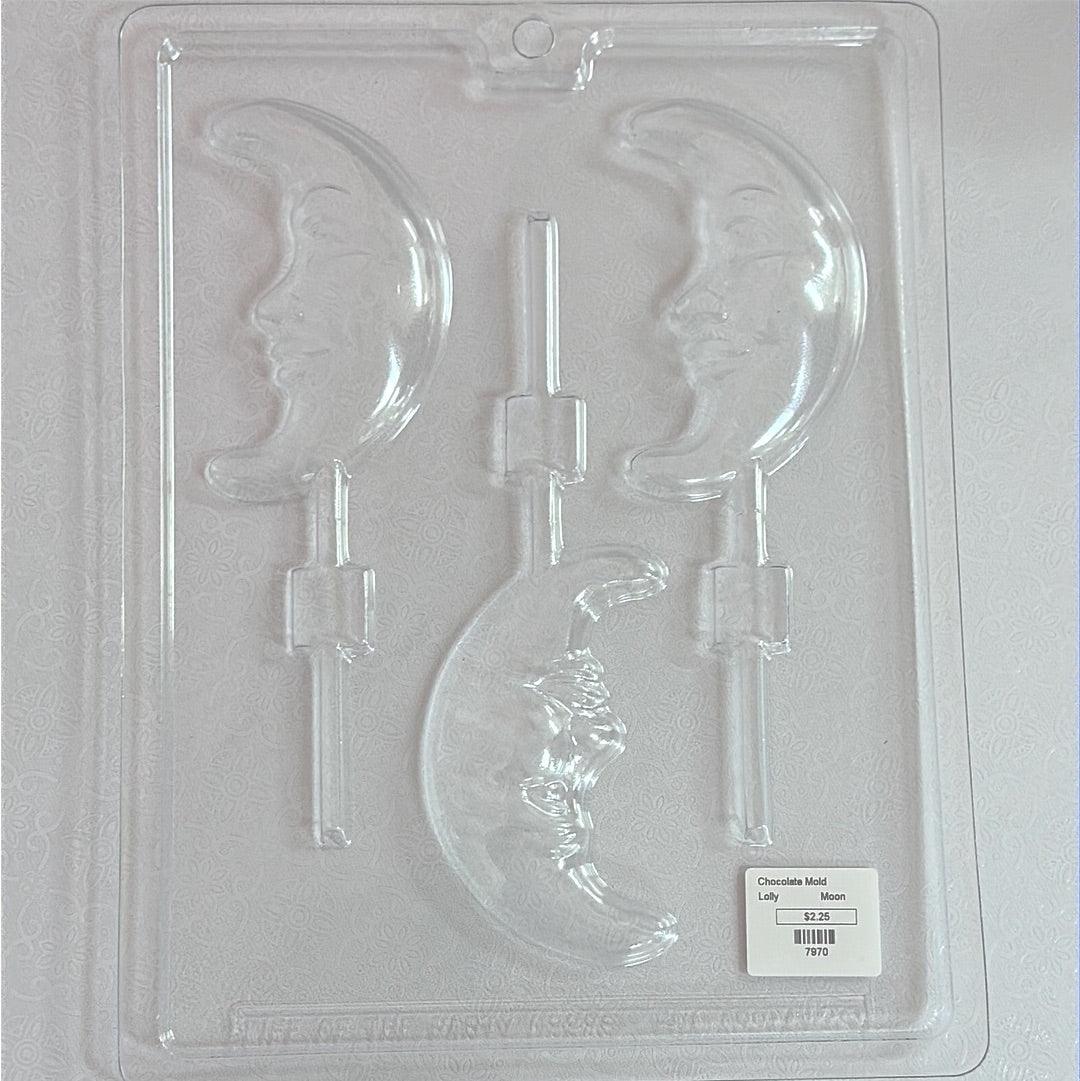 Chocolate Lollipop Mold Moon w/ Face - Sweet Life Cake Supply