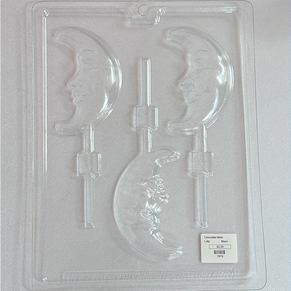 Chocolate Lollipop Mold Moon w/ Face - Sweet Life Cake Supply